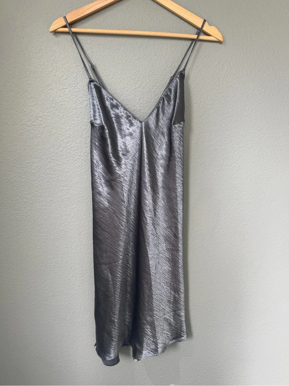 Victoria's Secret Metallic Dusty Blue Satin Slip Dress